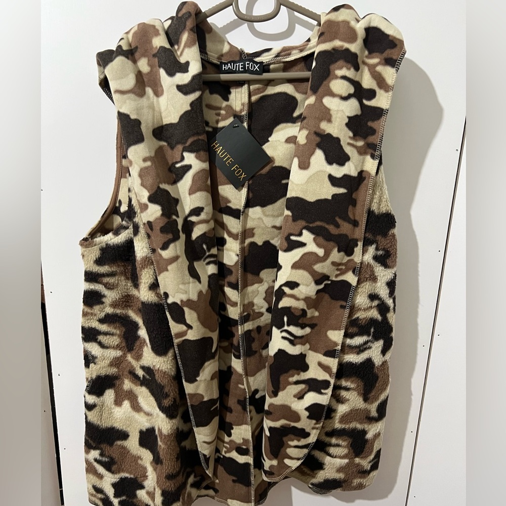 Oversized brown Camo sleeveless hoodie